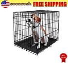 Dog Crate Single-Door Folding Pet Cage Metal Wire w/ Divider Tray Small Kennel