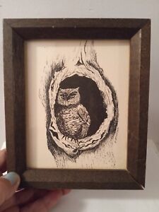 New ListingVtg Owl Drawing Signed