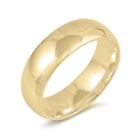 Wedding Band Ring Sterling Silver 925 Yellow Gold Plated Width 6 mm Size 4 - 15