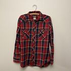 Wrangler Vintage Size Sleeve Plaid Western Style Flannel Shirt Pearl Snaps