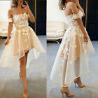 Champagne Wedding Dresses Short Lace Tea Length A Line Bohemian Bridal Gowns