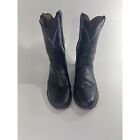 Justin cowboy western boots black leather mens size 11R D #3233 pre owned