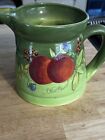 Laurie Gates Ware Glazed Ceramic Pitcher - Green with Fruit Floral Farmhouse