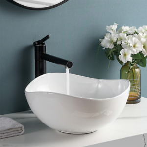 White Ceramic Bathroom Sinks Round Ceramic Basin Bowl Countertop Basin