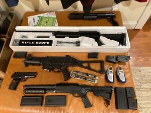 Airsoft Lot-3 Guns, 1 Pistol, Extras-USED