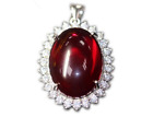Top Cabochon Pigeon Blood Red Ruby Lab-Created Sterling Silver Pendant Necklace
