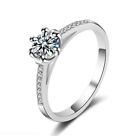 Pave Cubic Zirconia Silver Plated Engagement Promise Simulate Ring RS17