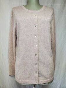 Pure Collection Cashmere Cardigan Sweater 8 10 M Light Pink Metallic Button-up