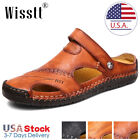 Mens Leather Sandals Water Shoes Summer Closed Toe Fisherman Beach Slippers Size