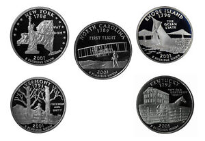 2001 -S State Quarter Proof Year set DCAM (Clad) Coins only (B3)