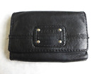 FOSSIL Long Live Vintage 1954 Trifold Wallet Women's Black Leather 5.5'x4