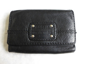 FOSSIL Long Live Vintage 1954 Trifold Wallet Women's Black Leather 5.5'x4