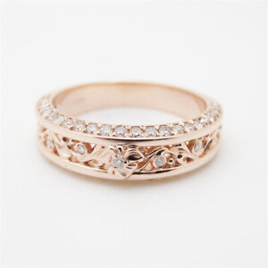 Elegant 14k Rose Gold Plated Rings Cubic Zirconia Anniversary Jewelry Size 6-10