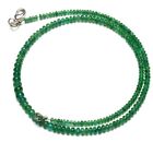 Natural Russian Emerald Smooth Rondelle Gemstone Bead Handmade Necklace 18