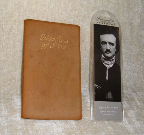 Antique Suede Book *Golden Poems Of Poe* Barse & Hopkins NY,Plus Bookmark,2 Lots