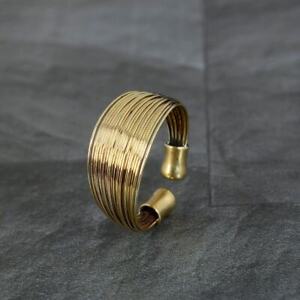 18k Solid Gold Multi Wire Cuff Ring Unique Open Ring Adjustable Ring J38