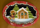 LAURIE GATES HOLIDAY OVAL CERAMIC SERVING PLATTER L-16 1/4 W- 12