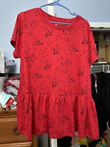 Disney Minnie Mouse Red Baby Doll Top Women’s XL