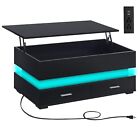 Lift Top Coffee Table with Charging Station, 21 Colors Change, Smart Tea Table