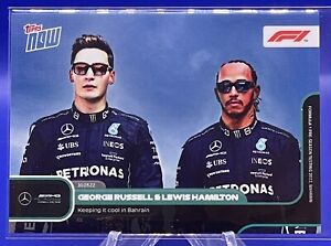2022 Topps Now F1 Lewis Hamilton George Russell Keeping It Cool in Bahrain P10