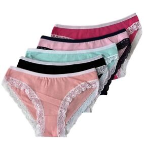 LOT  5 Women Bikini Panties Brief Floral Lace  Underwear Size M L XL (F344)