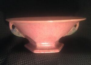 Roseville Tuscany Pink 1927 Vintage Art Deco Pottery Bowl w/ Flower Frog 172-9