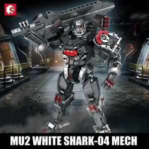 Building Blocks MOC Heavy Duty Mecha Robot MU2 White Shark Bricks Model Kids Toy