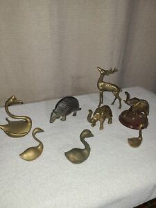 Vintage Solid Brass Assorted Animal Figurines Statues Sculptures  ~ Lot of 8