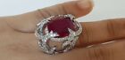 Lab-Created Ruby Ring For Women Cushion Cut Evening CZ New Jewelry