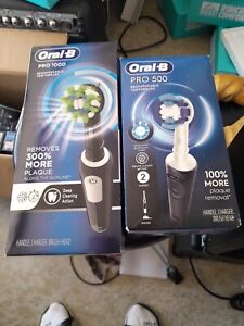 Oral-B Pro 1000 Crossaction Electric Rechargeable Toothbrush - And Pro 500 New