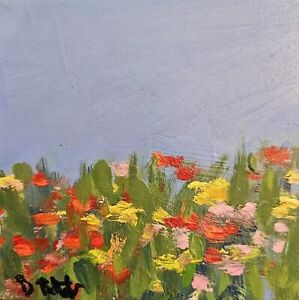 Original Oil Painting Spring Flowers, Artist Betsy Heffron Size 4x4