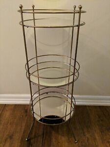 New Listing3 TIER MCM Retro BRASS Wire W/ GLASS SHELF PLANT STAND SIDE END TABLE. BH