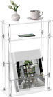 Acrylic Narrow End Table for Small Spaces with Magazine Holder, Slim Side Small