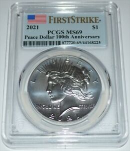 New Listing2021 FIRST STRIKE  100TH ANNIVERSARY PEACE SILVER DOLLAR MS69 PCGS