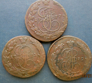 Russian Empire,Russia ,5 kopek,1771,72,77, Lot 3 coins,#9
