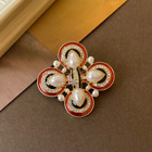 Vintage Pearl Enamel Brooch For Women Elegant Badges Brooches Pins Jewelry Gift