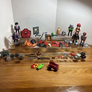 Playmobil Knight Pirate Other Lot Figures Shields Flags Weapons Fire Helmet 65+