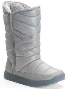 Womens Boots Winter Tek Gear Silver Mid Calf Pull On Quilted Fx Fur $80-size 10