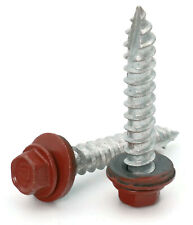 #14 Hex Washer Head Roofing Screws Mechanical Galvanized | Red Finish