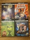 4K Family Movie Lot (Willy Wonka, Hook, The Grinch, & Peter Rabbit)