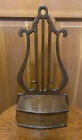 Antique Vintage Handsome Muscal Lyre / Harp Wood Wall  Pocket Box  18.5'' Tall
