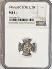 New Listing1916 /6 FG Peru 1/2 Dinero silver coin NGC Rated MS 61