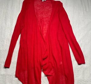 All At Once Open Front Cardigan Sweater Womens 2XL Longer  In Front Coral Red