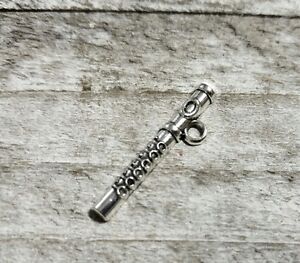 4 Flute Charms Musical Instrument Marching Band Pendants Antiqued Silver
