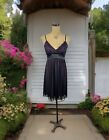 Purple Black Lace Mesh Fit Flare Dress Gown Formal Prom Goth Fairy Flowers Y2K M