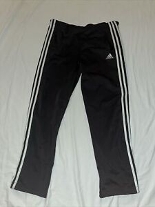 Adidas Track Pants Lined Athletic Workout White Black 3 Stripe Men's Small Tall