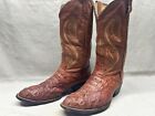 Men's 11 D Cognac Caiman Hornback Embossed Leather Western Cowboy Rodeo Boots