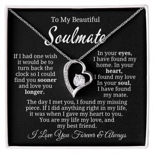 Soulmate Necklace, Gift For Her Girlfriend Heart Necklace,  Birthday Gift