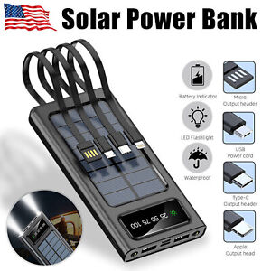 Solar Power Bank 9000000mAh 4 USB Backup External Battery Charger for Cell Phone