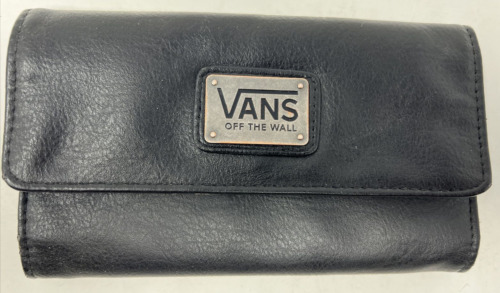 Vans Off The Wall Trifold Floral Wallet Purse Clutch Black W/Floral Interior